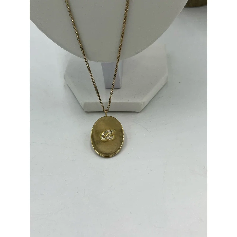 Kate Spade Oval Pave Script “A”One In A Million Pendant ‎ Gold Tone Necklace